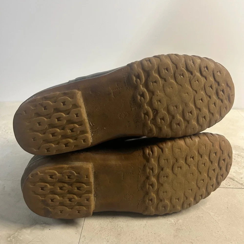 LL Bean Duck Boots Brown Womens 8 Vintage 6 inch Leather Rubber Rain Boots